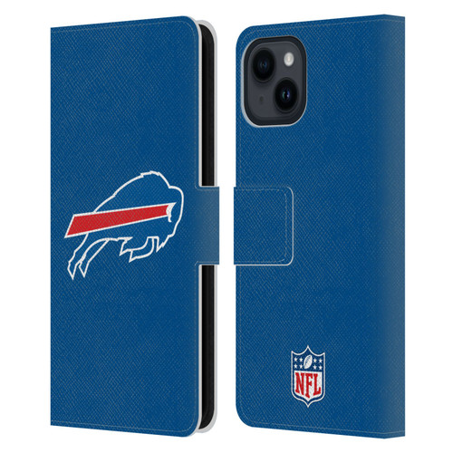 NFL Buffalo Bills Logo Plain Leather Book Wallet Case Cover For Apple iPhone 15