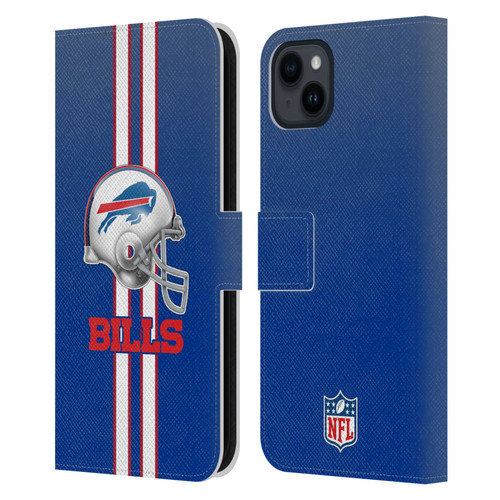 NFL Buffalo Bills Logo Helmet Leather Book Wallet Case Cover For Apple iPhone 15 Plus