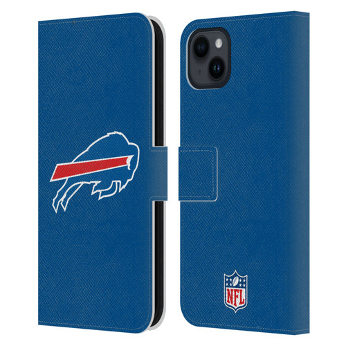 NFL Buffalo Bills Logo Plain Leather Book Wallet Case Cover For Apple iPhone 15 Plus