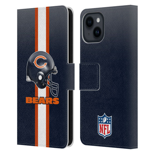 NFL Chicago Bears Logo Helmet Leather Book Wallet Case Cover For Apple iPhone 15