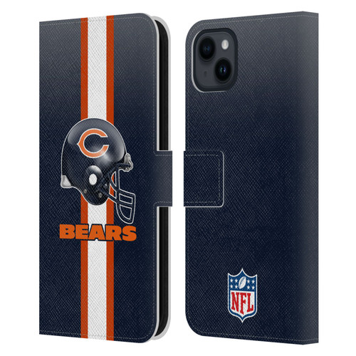 NFL Chicago Bears Logo Helmet Leather Book Wallet Case Cover For Apple iPhone 15 Plus