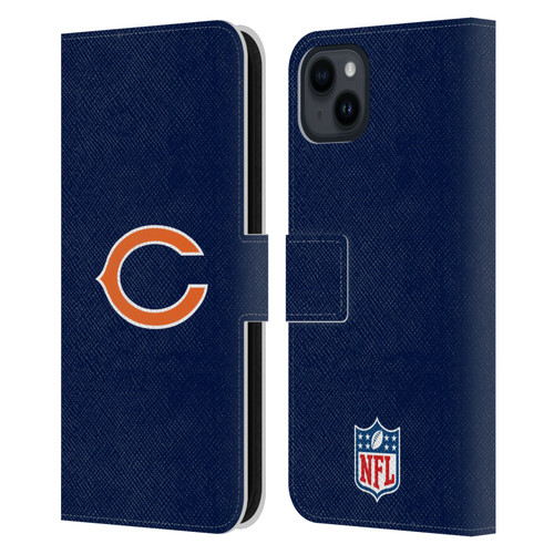 NFL Chicago Bears Logo Plain Leather Book Wallet Case Cover For Apple iPhone 15 Plus NFL Chicago Bears Logo Plain Leather Book Wallet Case Cover For Apple iPhone 15 Plus
