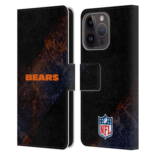 NFL Chicago Bears Logo Blur Leather Book Wallet Case Cover For Apple iPhone 15 Pro
