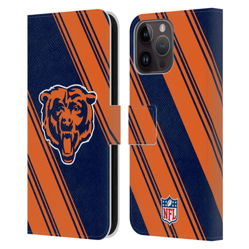 NFL Chicago Bears Artwork Stripes Leather Book Wallet Case Cover For Apple iPhone 15 Pro Max