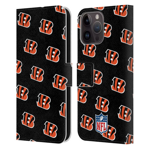 NFL Cincinnati Bengals Artwork Patterns Leather Book Wallet Case Cover For Apple iPhone 15 Pro Max