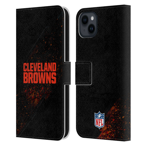 NFL Cleveland Browns Logo Blur Leather Book Wallet Case Cover For Apple iPhone 15 Plus