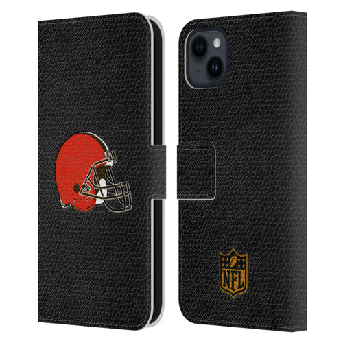 NFL Cleveland Browns Logo Football Leather Book Wallet Case Cover For Apple iPhone 15 Plus