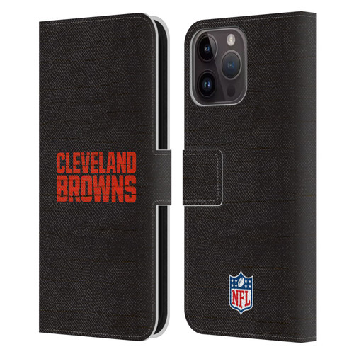NFL Cleveland Browns Logo Distressed Look Leather Book Wallet Case Cover For Apple iPhone 15 Pro Max