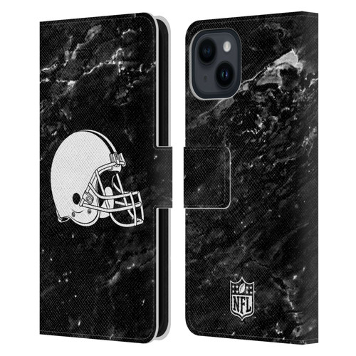 NFL Cleveland Browns Artwork Marble Leather Book Wallet Case Cover For Apple iPhone 15