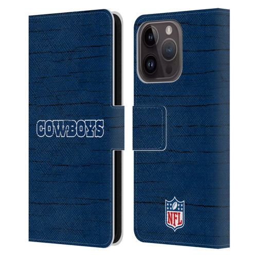 NFL Dallas Cowboys Logo Distressed Look Leather Book Wallet Case Cover For Apple iPhone 15 Pro