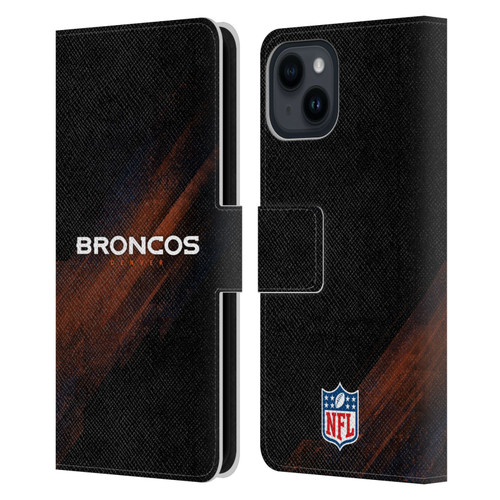 NFL Denver Broncos Logo Blur Leather Book Wallet Case Cover For Apple iPhone 15