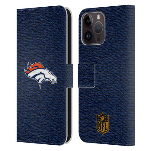 NFL Denver Broncos Logo Football Leather Book Wallet Case Cover For Apple iPhone 15 Pro Max