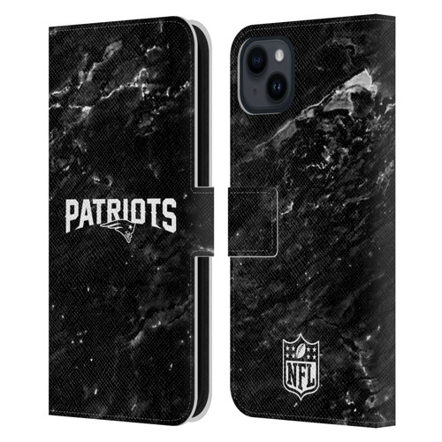 NFL New England Patriots Artwork Marble Leather Book Wallet Case Cover For Apple iPhone 15 Plus