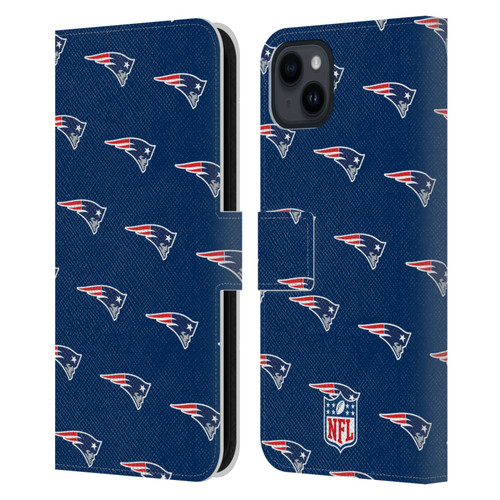 NFL New England Patriots Artwork Patterns Leather Book Wallet Case Cover For Apple iPhone 15 Plus