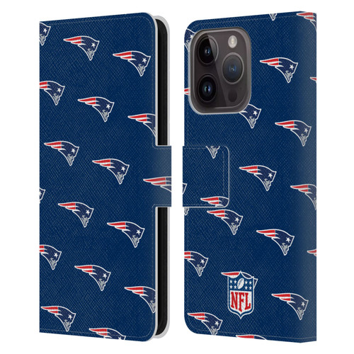 NFL New England Patriots Artwork Patterns Leather Book Wallet Case Cover For Apple iPhone 15 Pro