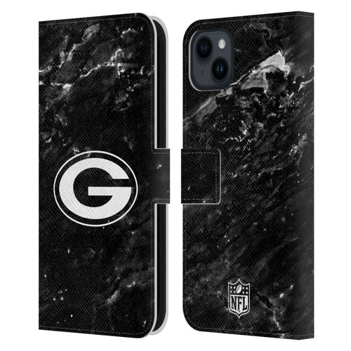 NFL Green Bay Packers Artwork Marble Leather Book Wallet Case Cover For Apple iPhone 15 Plus