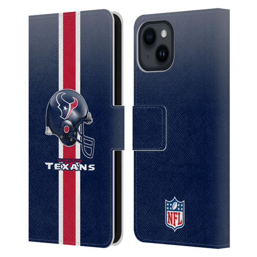 NFL Houston Texans Logo Helmet Leather Book Wallet Case Cover For Apple iPhone 15