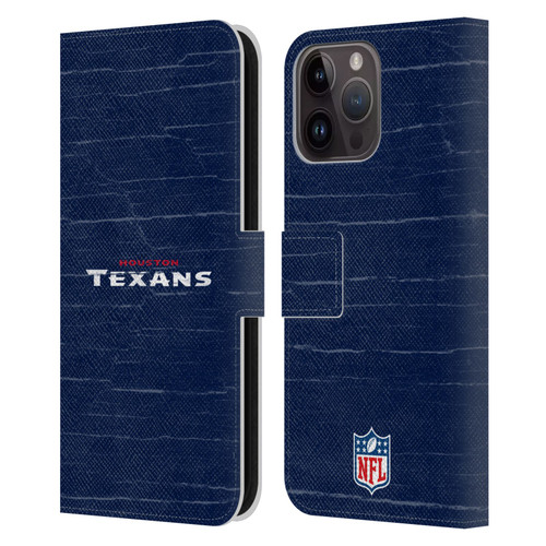 NFL Houston Texans Logo Distressed Look Leather Book Wallet Case Cover For Apple iPhone 15 Pro Max