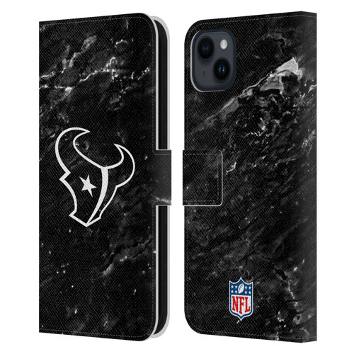 NFL Houston Texans Artwork Marble Leather Book Wallet Case Cover For Apple iPhone 15 Plus