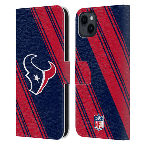 NFL Houston Texans Artwork Stripes Leather Book Wallet Case Cover For Apple iPhone 15 Plus