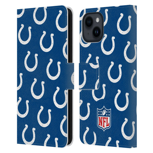 NFL Indianapolis Colts Artwork Patterns Leather Book Wallet Case Cover For Apple iPhone 15