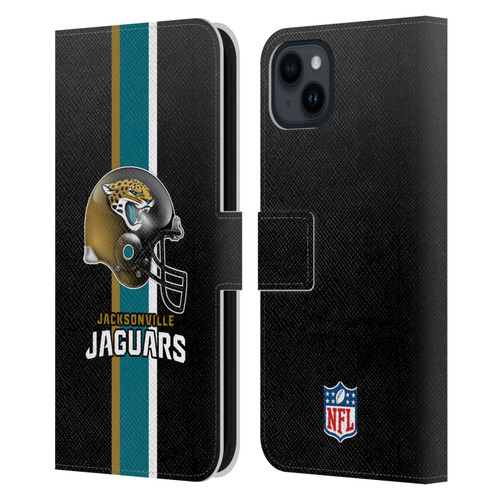 NFL Jacksonville Jaguars Logo Helmet Leather Book Wallet Case Cover For Apple iPhone 15 Plus