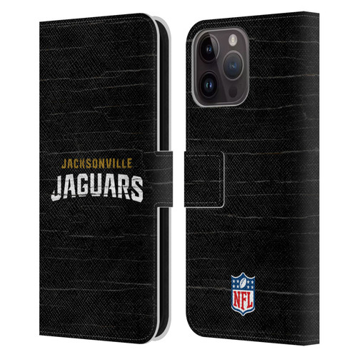 NFL Jacksonville Jaguars Logo Distressed Look Leather Book Wallet Case Cover For Apple iPhone 15 Pro Max
