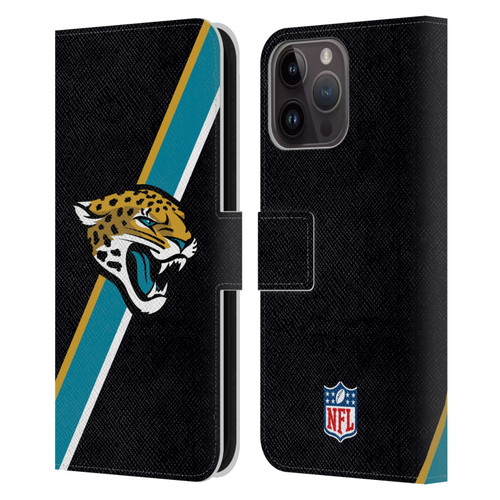 NFL Jacksonville Jaguars Logo Stripes Leather Book Wallet Case Cover For Apple iPhone 15 Pro Max