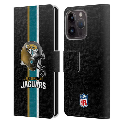 NFL Jacksonville Jaguars Logo Helmet Leather Book Wallet Case Cover For Apple iPhone 15 Pro