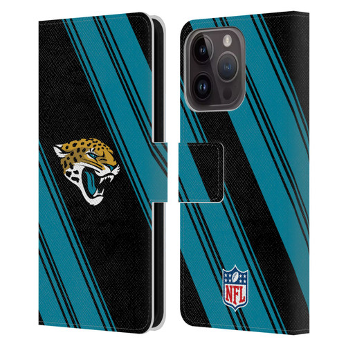 NFL Jacksonville Jaguars Artwork Stripes Leather Book Wallet Case Cover For Apple iPhone 15 Pro