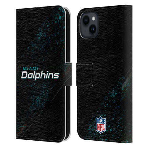 NFL Miami Dolphins Logo Blur Leather Book Wallet Case Cover For Apple iPhone 15 Plus