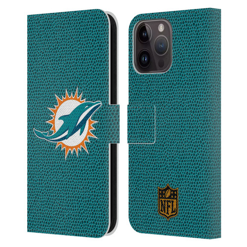NFL Miami Dolphins Logo Football Leather Book Wallet Case Cover For Apple iPhone 15 Pro Max
