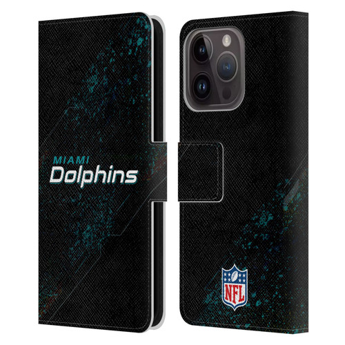 NFL Miami Dolphins Logo Blur Leather Book Wallet Case Cover For Apple iPhone 15 Pro