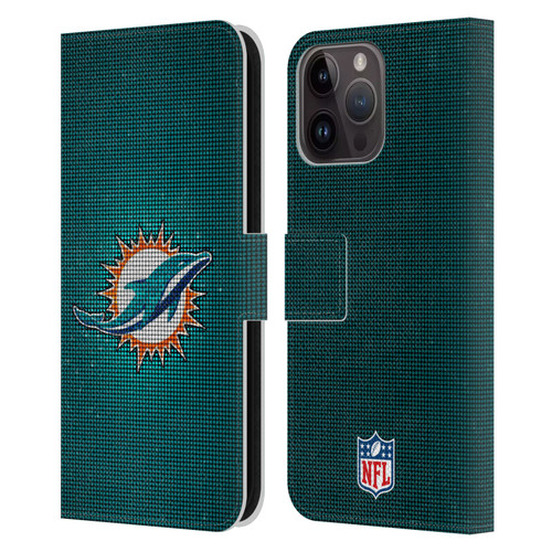 NFL Miami Dolphins Artwork LED Leather Book Wallet Case Cover For Apple iPhone 15 Pro Max