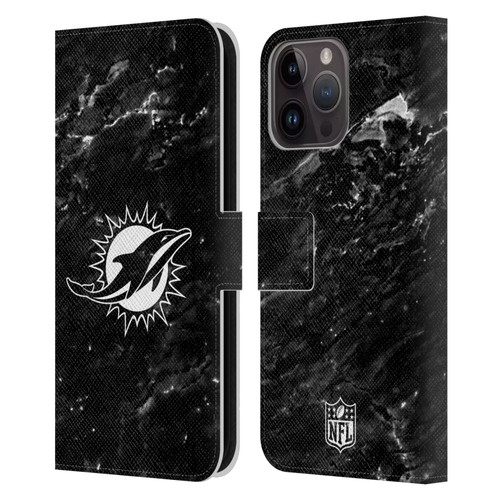 NFL Miami Dolphins Artwork Marble Leather Book Wallet Case Cover For Apple iPhone 15 Pro Max