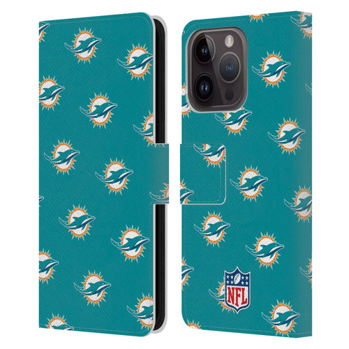 NFL Miami Dolphins Artwork Patterns Leather Book Wallet Case Cover For Apple iPhone 15 Pro