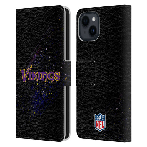 NFL Minnesota Vikings Logo Blur Leather Book Wallet Case Cover For Apple iPhone 15 NFL Minnesota Vikings Logo Blur Leather Book Wallet Case Cover For Apple iPhone 15