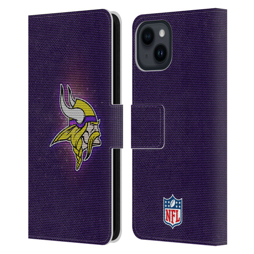 NFL Minnesota Vikings Artwork LED Leather Book Wallet Case Cover For Apple iPhone 15