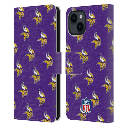 NFL Minnesota Vikings Artwork Patterns Leather Book Wallet Case Cover For Apple iPhone 15 NFL Minnesota Vikings Artwork Patterns Leather Book Wallet Case Cover For Apple iPhone 15