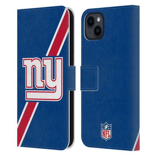 NFL New York Giants Logo Stripes Leather Book Wallet Case Cover For Apple iPhone 15 Plus NFL New York Giants Logo Stripes Leather Book Wallet Case Cover For Apple iPhone 15 Plus