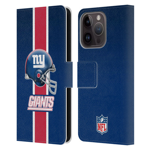 NFL New York Giants Logo Helmet Leather Book Wallet Case Cover For Apple iPhone 15 Pro