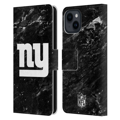 NFL New York Giants Artwork Marble Leather Book Wallet Case Cover For Apple iPhone 15