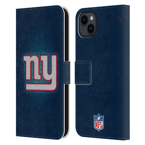 NFL New York Giants Artwork LED Leather Book Wallet Case Cover For Apple iPhone 15 Plus