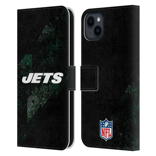 NFL New York Jets Logo Blur Leather Book Wallet Case Cover For Apple iPhone 15 Plus