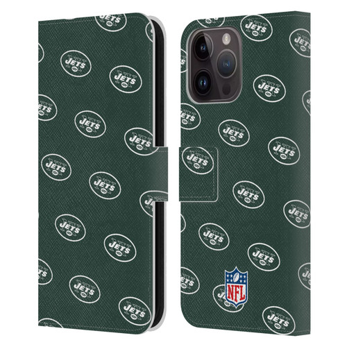 NFL New York Jets Artwork Patterns Leather Book Wallet Case Cover For Apple iPhone 15 Pro Max