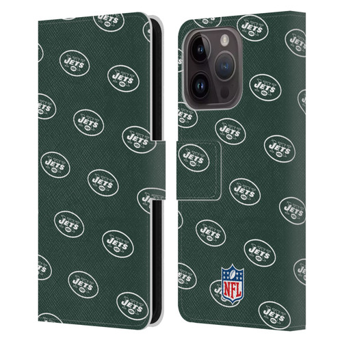 NFL New York Jets Artwork Patterns Leather Book Wallet Case Cover For Apple iPhone 15 Pro