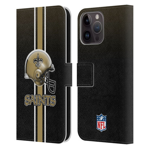 NFL New Orleans Saints Logo Helmet Leather Book Wallet Case Cover For Apple iPhone 15 Pro Max
