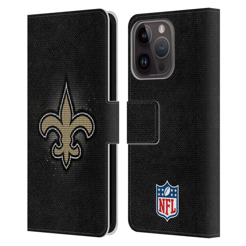 NFL New Orleans Saints Artwork LED Leather Book Wallet Case Cover For Apple iPhone 15 Pro