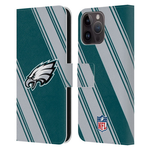 NFL Philadelphia Eagles Artwork Stripes Leather Book Wallet Case Cover For Apple iPhone 15 Pro Max