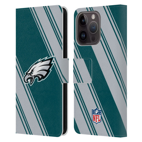 NFL Philadelphia Eagles Artwork Stripes Leather Book Wallet Case Cover For Apple iPhone 15 Pro